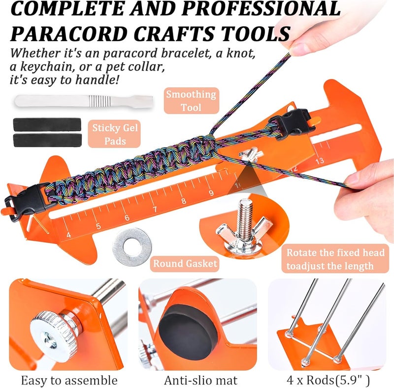 WEREWOLVES Paracord Bracelet Jig Kit - 4MM, 3MM, 2MM Parachute Combo Kit, 10FT Rope Complete Accessories and Paracord Jig Bracelet Maker (Luck, 10FT-35 Color) - Image 4